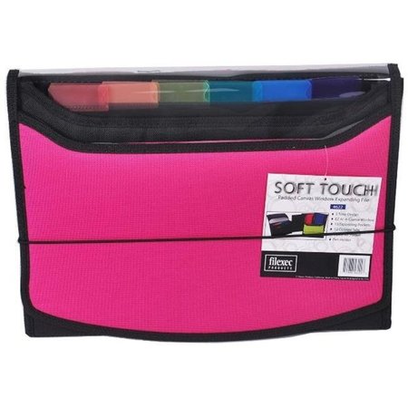 FILEXEC Filexec Soft Touch Padded Canvas Window Expanding File; 13 Pockets; Hot Pink 711888462223